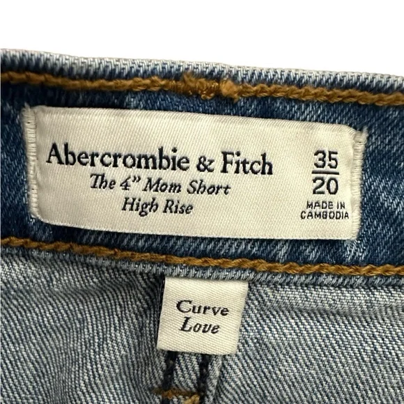 NWT Abercrombie & Fitch Curve Love High Rise 4” Mom Short Size 35 Raw Hem - Picture 5 of 10